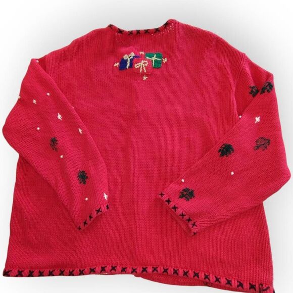 Design Originals Womens Cardigan Sz 2X Xmas Holiday Decorative Sweater Cotton Re - Picture 2 of 8